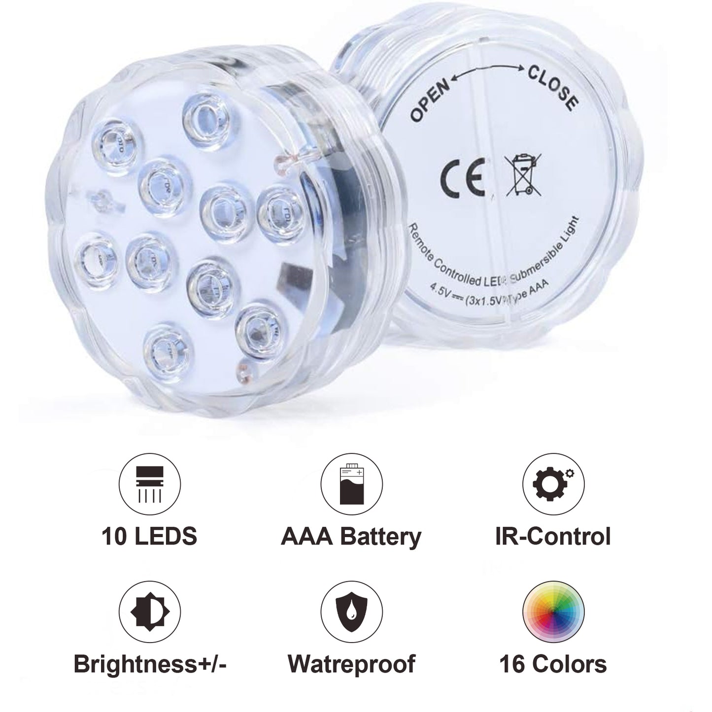 Tropi-Clear LED Pool Lights with Remote,16-Color Waterproof Submersible Pool Light for Pools, Hot Tubs, Decoration and Parties,2-Pack