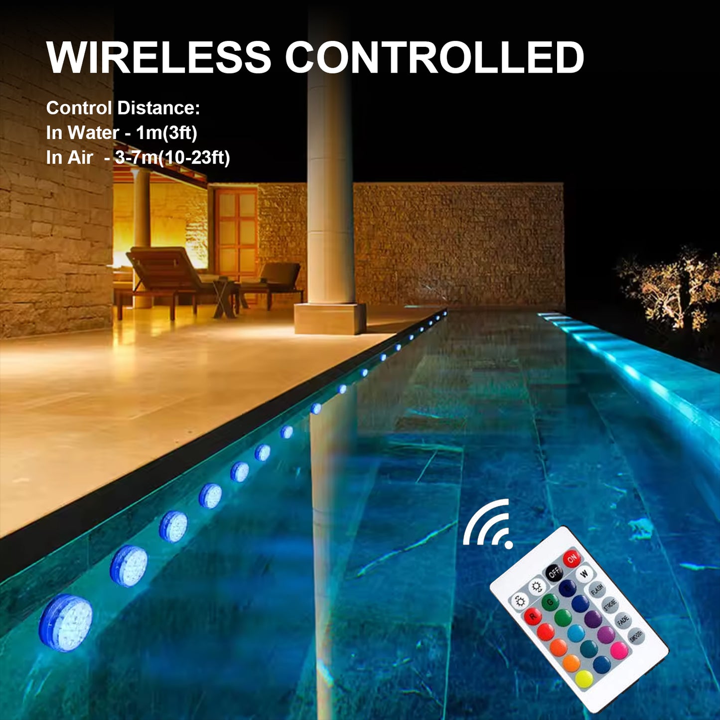 Tropi-Clear LED Pool Lights with Remote,16-Color Waterproof Submersible Pool Light for Pools, Hot Tubs, Decoration and Parties,2-Pack