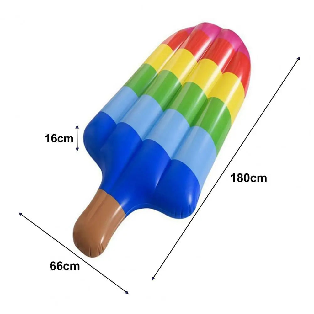 Float Row Premium Oversized Pool Float Lounges Rainbow Ice Cream Shape Ultra-comfort Fabric-covered Recliner for Adults Swimming