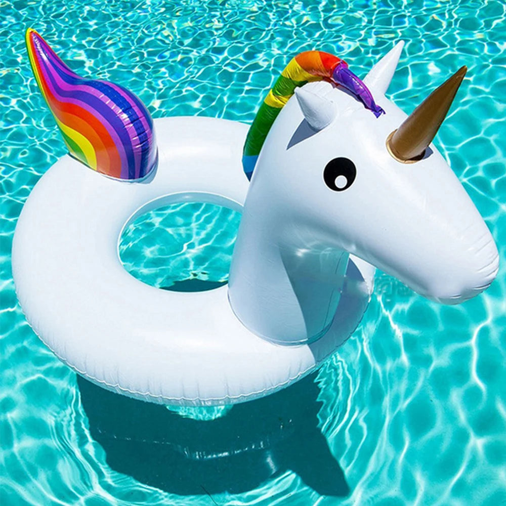Giant Unicorn For Adults Kids Inflatable Swimming Ring Tube Floating Outdoor Swimming Seat Pool Beach Party Water Sports Toys