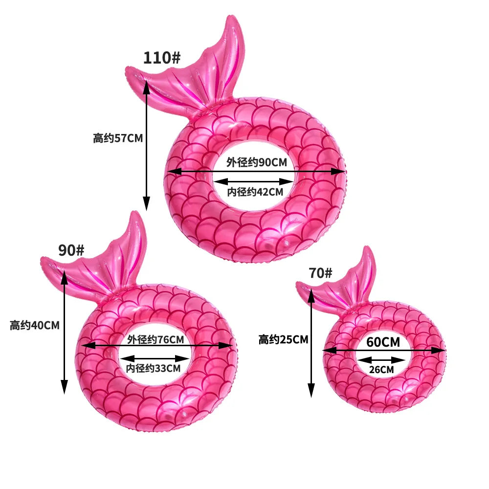3 Sizes Mermaid With Backrest Pool Inflatable Swimming Ring Adult Swimming Laps Pool Floating Ring Beach Party Toy Piscina