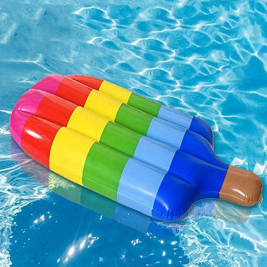 Float Row Premium Oversized Pool Float Lounges Rainbow Ice Cream Shape Ultra-comfort Fabric-covered Recliner for Adults Swimming