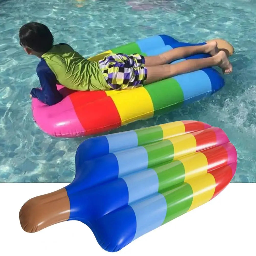Float Row Premium Oversized Pool Float Lounges Rainbow Ice Cream Shape Ultra-comfort Fabric-covered Recliner for Adults Swimming