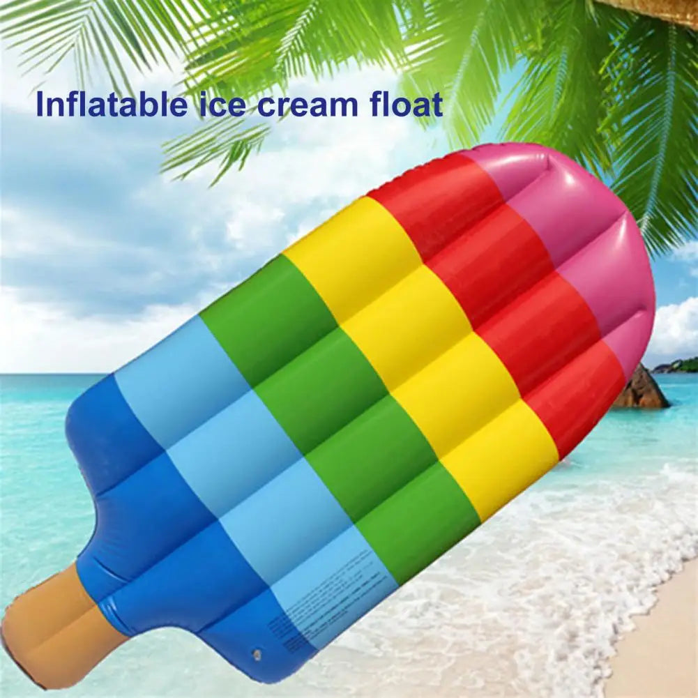 Float Row Premium Oversized Pool Float Lounges Rainbow Ice Cream Shape Ultra-comfort Fabric-covered Recliner for Adults Swimming