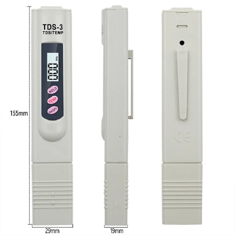 2-in-1 PPM Water TDS Meter Tester Drinking Water Quality Analyzer Monitor Filter Rapid Test Aquarium Hydroponics Pools TDS-3