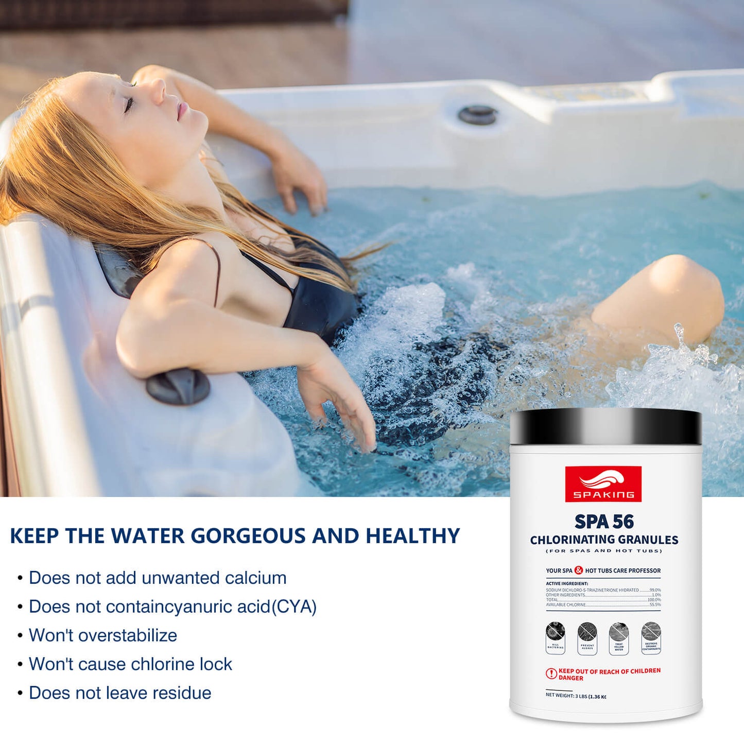 Chlorine Granules for Hot Tub and Spa Fast-Acting