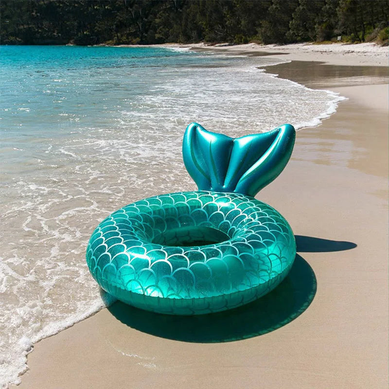 3 Sizes Mermaid With Backrest Pool Inflatable Swimming Ring Adult Swimming Laps Pool Floating Ring Beach Party Toy Piscina