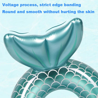 3 Sizes Mermaid With Backrest Pool Inflatable Swimming Ring Adult Swimming Laps Pool Floating Ring Beach Party Toy Piscina